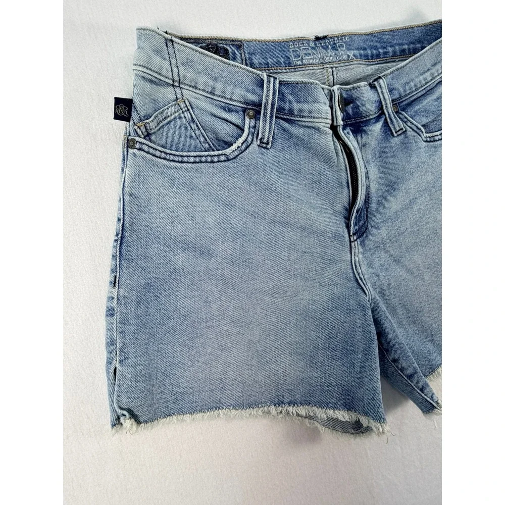Rock & Republic Denim Rx Light Wash Raw Hem Jean Shorts Blue Womens Size 10